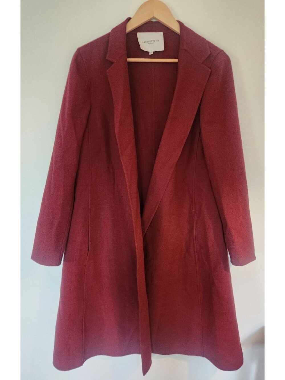 Lafayette 148 New York Women's Sz. S Red Wool Midi Over Jacket